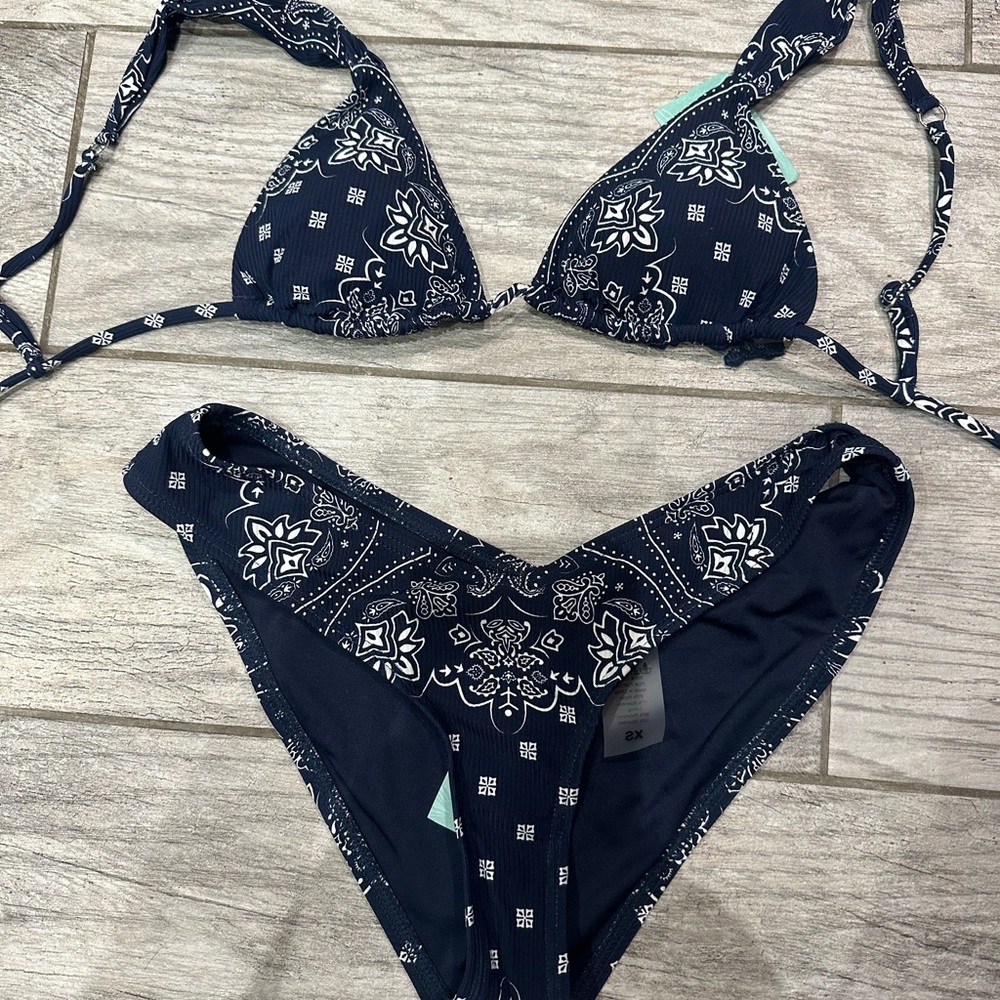 Full Tilt Dark Blue Bandana Bikini Set